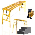Folding Scaffolding Platform, 71(L) x15.7(W) x51(H)''770 Lbs, Adjustable Steel Industrial Step Ladders, Portable Heavy Duty Work Platform for Construction Sites and Renovations