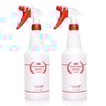 Plastic Spray Bottle 2 Pack, 32 Oz, All-Purpose Heavy Duty Spraying Bottles Leak Proof Mist Empty Water Sprayer for Cleaning Solution, Essential Oils, Hair, Planting, Pet with Adjustable Nozzle - Red