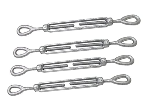 Galvanized Turnbuckle 1/2" x 9" Eye-Eye Turnbuckle Forged HDG (4 Pack) Cable Rail | Rigging Fastener 2,200 LBS
