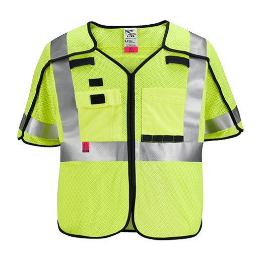 AR/FR Cat. 1 Class 3 Breakaway High Visibility Yellow Mesh Safety Vest - 4XL/5XL