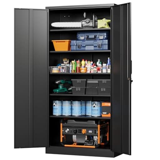 Metal Garage Storage Cabinets with Lock-72 Tall Tool Organizer Steel Lockers, 5 Adjustable Layers Shelves for Home,Office,Warehouse,Garage,