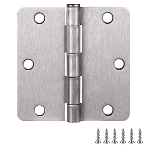 Door Hinges for Interior Doors 10-Pack 3.5-inch x 3.5-inch, Design House 1/4-inch Radius Steel Door Hinge Door Hardware, Satin Nickel, 181362