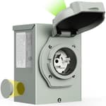 50 Amp Generator Power Inlet Box, NEMA SS2-50P for 3 Prong Generator Cord, 125/250 Volt, 12500 Watts, Weatherproof, Outdoor Use, ETL Listed