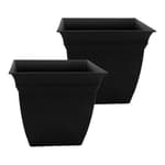 Eclipse Square Plastic Planter w/Attached Saucer - Outdoor & Indoor Plant Pot with Drainage Holes - Lightweight, UV-Resistant Plastic Pots for Plants