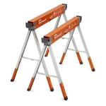 Workhorse XT Saw Horses 2 Pack Folding Heavy Duty Adjustable Height Sawhorse Pair with Adjustable Legs, Heavy Duty Saw horse for Contractors Portable Workbench w/Built in Bottle opener PM-3360T