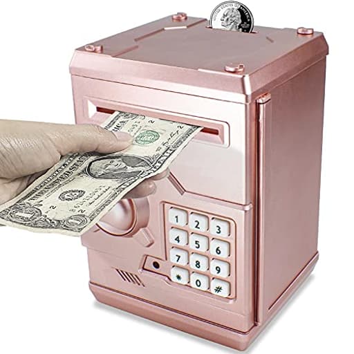 Mini ATM Piggy Bank ATM Machine Best Gift for Kids,Electronic Code Piggy Bank Money Counter Safe Box Coin Bank for Boys Girls Password Lock Case