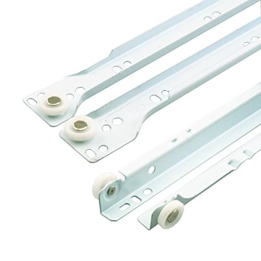 MP7211 Drawer Slide Kit – Replace Drawer Track Hardware – Self-Closing Design –Fits Most Bottom/ Side-Mounted Drawer Systems –17-3/4 In. Steel Tracks, Plastic Wheels, White