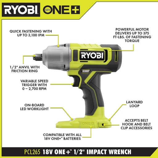 18V ONE+ 1/2" Impact Wrench