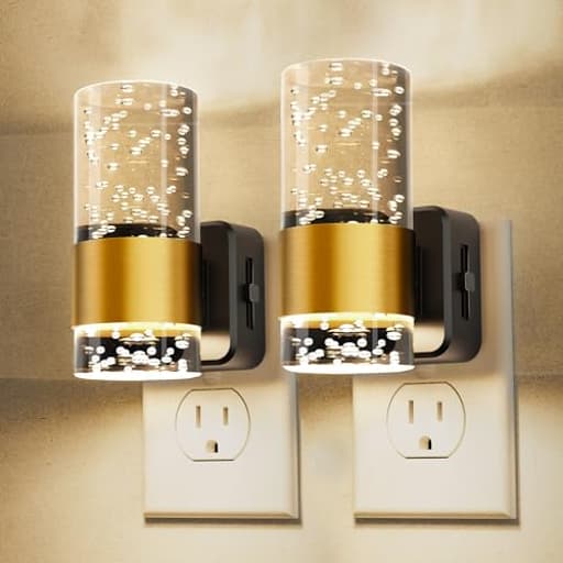 Night Light,Dimmable Night Lights Plug into Wall, 2 Pack Acrylic Nightlight with 0-100 LM Adjustable Brightness, 3000K Plug in Night Light with Dusk to Dawn Sensor, for Bathroom Hallway