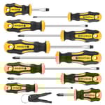10-Piece Magnetic Screwdrivers Set, 5 Phillips and 5 Slotted Tips Professional Cushion Grip Screwdriver Set
