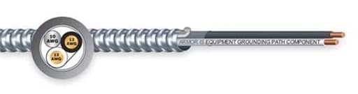 - 55527201 - 250 ft. Solid Metal Clad Armored Cable; Conductors: 2 with Bare AL Ground, 14 AWG Wire Size, Silver