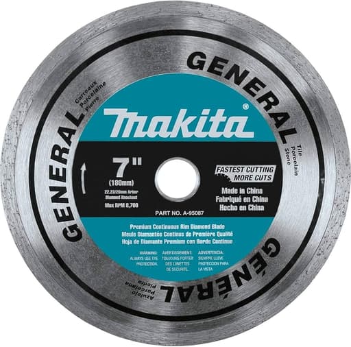 7" Diamond Blade, Continuous Rim, General Purpose