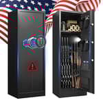 10-12 Rifle Safe, Gun Safe for Rifles, Gun Cabinet with Mute Mode, Large Gun Cabinets for Rifles and Shotguns with Dual Alarm System, Rifle Safes for Home with Digital keypad for Quick Access