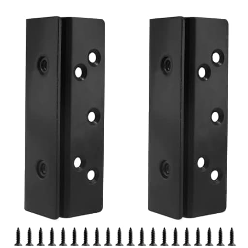 2 Pcs Frame Post Double Hook Slot Bracket, Heavy Duty Hardware Plate Slot Attachment Bracket Accessories for Wooden Bed, Black