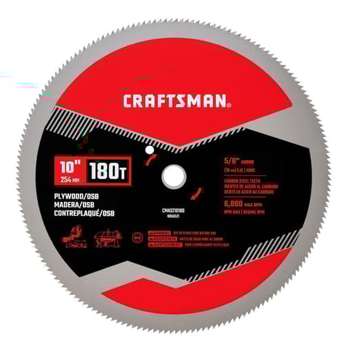 10 In Table Saw Blade 180 Tooth with 5/8 in Arbor (1 Pack)
