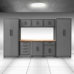 Garage Cabinets Storage System, 9 Piece Included Steel Drawers Rolling Chest,Locked Storage Cabinet, Perfect for Organizing Garage and Tools, 129.92", Black/Grey