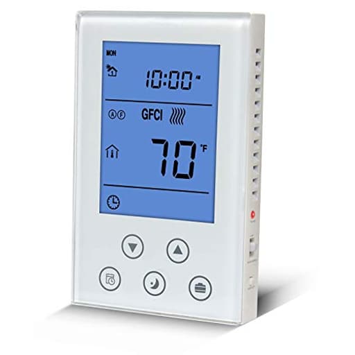 Programmable Thermostat for House Radiant Underfloor Heating, Home Heat Floor Mat Controller self-Adaption AC(120/240V) Voltage, Dual Sensing(Air&Floor Sensor) Built-in Class A GFCI, Power 3600W