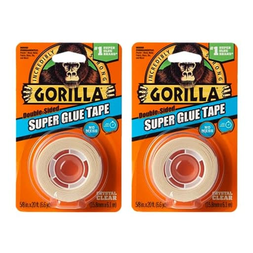 Super Glue Tape, Multi-Purpose, Permanent, Double Sided, High Tack, 5/8in x 20ft, Clear