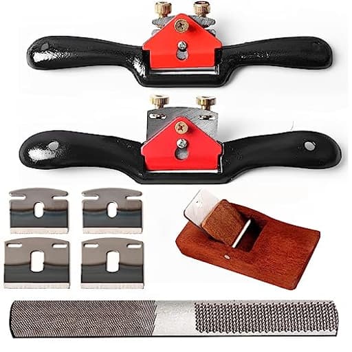 Adjustable Spokeshave Set - 2pcs Spokeshave, 6pcs Metal Blade, Portable Woodworking Planes and 4-Way Wood Rasp File, Perfect for Wood Craft and Woodworking