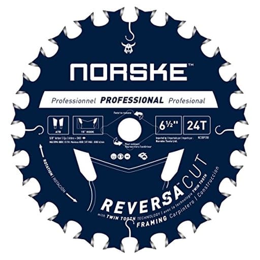 Tools NCSBP288 6-1/2 inch x 24 Teeth Reversa Cut Framing Saw Blade 5/8 inch DIAMOND KNOCKOUT Bore One Blade Double Life Time for Sheet Goods, Deck & Fence, Framing Lumber and Studs & Composites