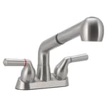 Utility Sink Faucet, Laundry Room Faucet with Pull Out Sprayer, Laundry Tub ABS Plastic Faucet, 4 Inch Centerset 3 Holes Installation Non-Metallic, Brushed Nickel