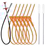 35.5inch Drain Clog Remover(1pcs), 25inch Drain Snake Hair Remover(6pcs) ＆ Cleaning Brush(2pcs), Hair Catcher Drain Auger Cleaner Tool Set For Toilet, Kitchen Sink, Bathroom Tub, Sewer, 9 Pack