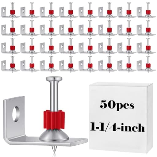 100 Pcs Powder Actuated Fasteners Drive Pin 1-1/4-inch Length, Powder Actuated Tools with 90 Deg Ceiling Clip Assembly for Hard Concrete