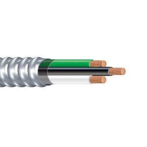 8/2 Metal Clad (MC) Cable with Ground, Aluminum Armored, Stranded Copper Conductors