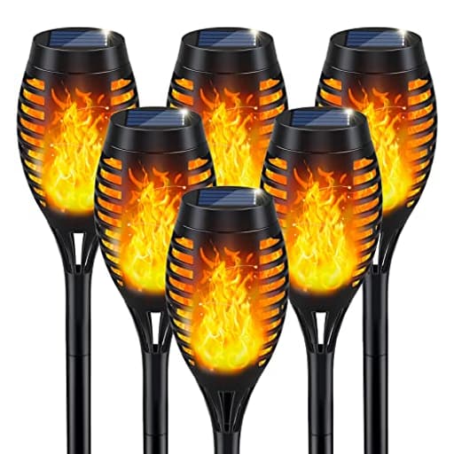 Solar Lights Outdoor, Solar Torch Light with Flickering Flame for Halloween Decor, Solar Garden Lights, Waterproof Outdoor Lighting, Flame Torches for Outside Patio Pathway Yard Decorations
