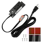 Gun Safe Power Outlet Strip with 2 USB Ports. 10 FT Flat AC Cable with Removable 3-Prong Plugs. Outlet Accessory for Gun Safe, Cabinets, Closet, Drawer. Black. Certified