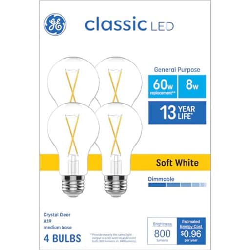 Classic LED 60 Watt Replacement, Soft White, A19 General Purpose Bulbs