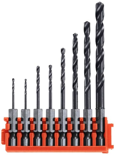 8 pc. Impact Tough Black Oxide Drill Bits with Clip for Custom Case System