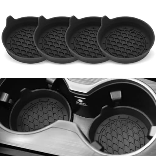 Car Cup Holder Coaster, Silicone Cup Holder Insert, Universal Non-Slip Cup Holders, Car Accessories Interior for Women and Man Interior Sets 4 Pack Black