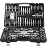 Tap and Die Set, 116-Piece Include Metric and SAE Size, Bearing Steel Taps and Dies, Essential Threading Tool for Cutting External Internal Threads, with Complete Accessories and Storage Case