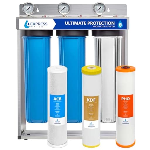 Whole House Water Filter System | ULTIMATE PROTECTION | 3 Stage Home Filtration, Top Tier Heavy Metal + Anti-Scale Filter, Highly Reduces Scale, Chloramine, Chlorine, PFAs, Lead, Arsenic