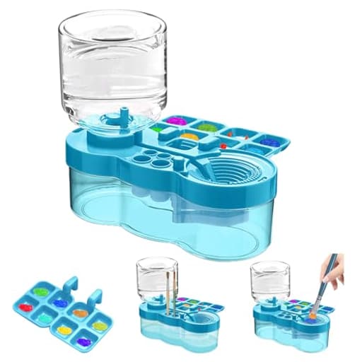 Acrylic Paint Brush Cleaner Station with Holder and Palette, Washing My Paintbrushes,Crafts Water Cycle Watercolor Rinser Dispenser, Paint Brush Washer Tool,Art Supplies for Adults Kids