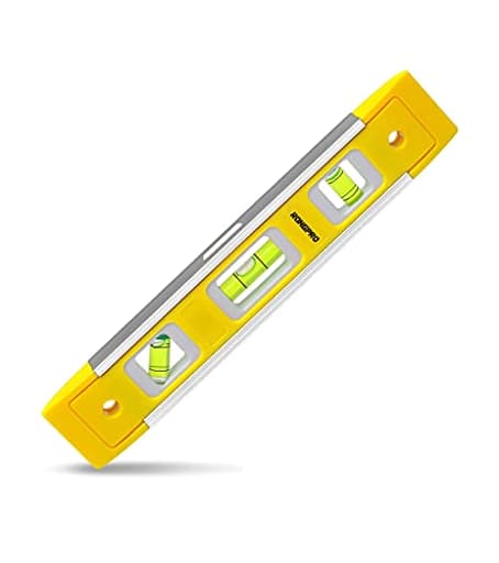 9 Inch Torpedo Level, Magnetic Box Level with 45°/90°/180° Bubbles, Shock Resistant Bubble Level Tool for Measuring
