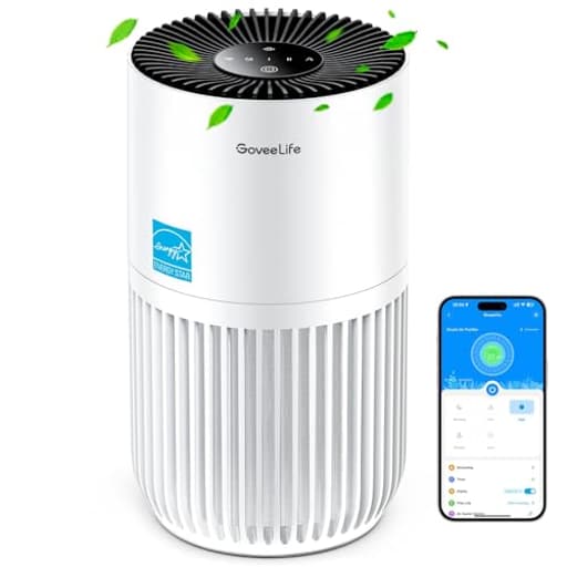 Mini Air Purifier for Bedroom, Smart Filter Air Purifier with App Alexa Control for Pet Hair, Odors, Pollen, Smoke, Portable Air Cleaner with 3 Speeds, 2 Modes, Timer, Aroma for Home