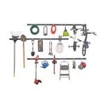 24-Piece FastTrack Garage Wall-Mounted Storage Kit, 6 Rails and 18 Hooks, Black, for Home/House/Tool/Sports/Equipment/Utility Purposes