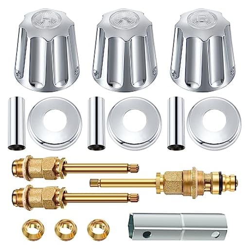 Bathtub and Shower 3 Handle Valve Remodeling Kit Compatible with Gerber 3 Handle Tub and Shower Faucets, Chrome Knob Handle Replacement for 39617, 11B-1H, 11B-1C, 11B-4D
