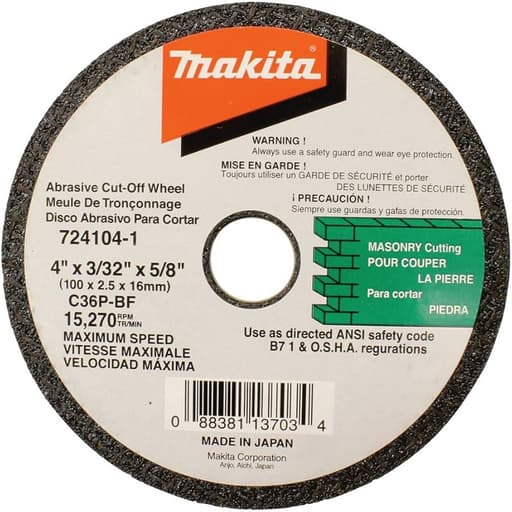 4" x 5/8" x 3/32" Cut-off Wheel, Masonry