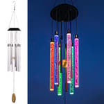Solar Wind Chimes for Outside, DesGully 6 LED Tubes Color Changing Outdoor Clearance Unique Garden Decor Colorful Patio, Gifts for Her/Him