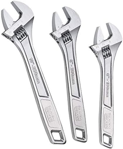 Adjustable Wrench Set, 6 in., 8 in., and 10 in., Wide + Tapered Jaws