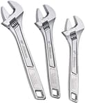 Adjustable Wrench Set, 6 in., 8 in., and 10 in., Wide + Tapered Jaws