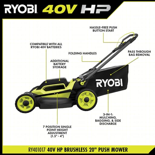 40V HP Brushless 20" Push Mower