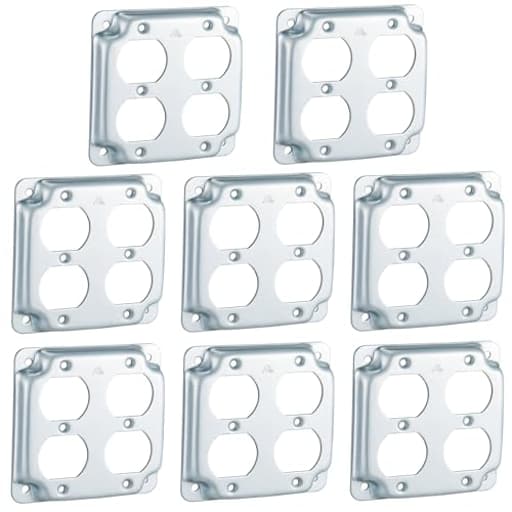 8 Pcs 4 x 4 Inch Metal Receptacle Electrical Box Cover Square Exposed Work Receptacle Outlet Case Cover for 4 Inch Electrical Box
