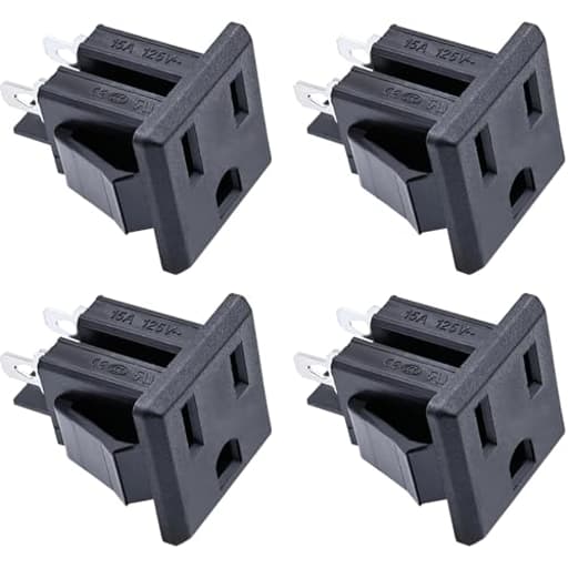 4Pcs US Power Socket Plug Panel 15A 125V AC 3 Pins Panel Mount Outlet Industrial Plug Female Connectors Adapter