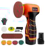 Cordless Sander, 3" Palm Sander with 16.8V 3.0Ah Li-ion Battery, 3500RPM Mini Polisher, 19 Accessories Sanders Tool for Sanding/Polishing/Waxing/Cleaning