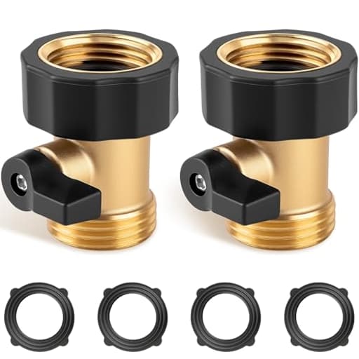Garden Hose Shut Off Valve, 2 Pack Heavy Duty 3/4 Inch Solid Brass Water Hose Connector Hose Shut Off with 4 Extra Rubber Washers