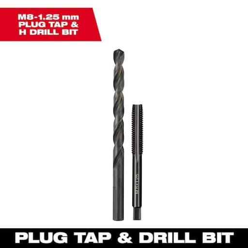 M8 1.25 mm Straight Flute Plug Tap & H Drill Bit